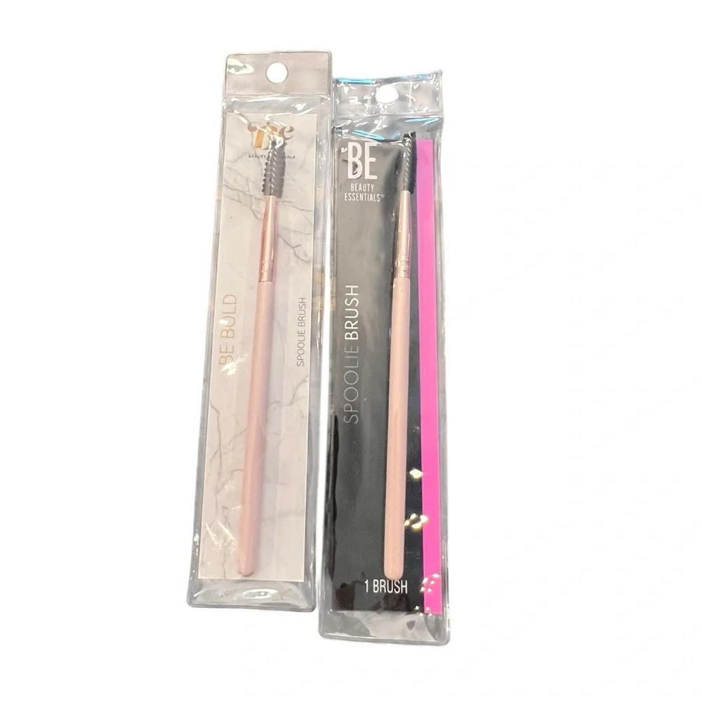Beauty Essentials Makeup Brush 2 Pc Spoolie Eyebrow Pink Handle‎ NEW